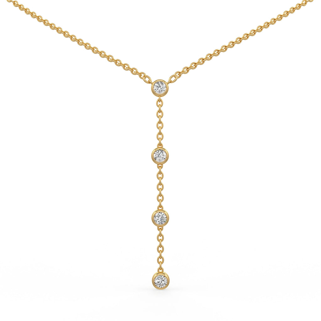 Élégance discrète : Collier sautoir en or jaune 18 carats et diamants
