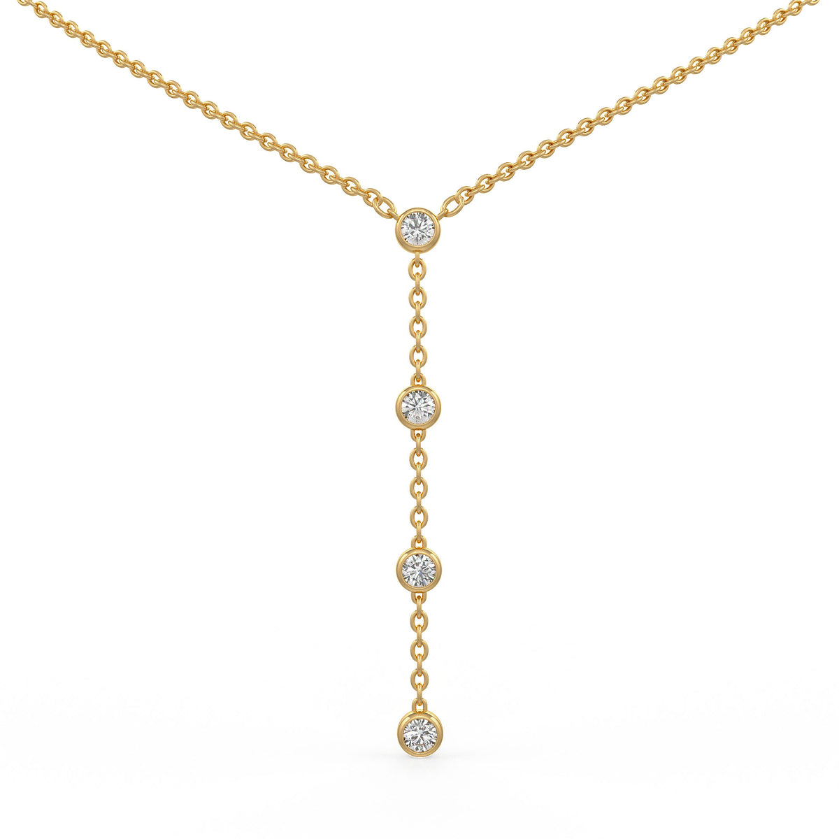 Élégance discrète : Collier sautoir en or jaune 18 carats et diamants