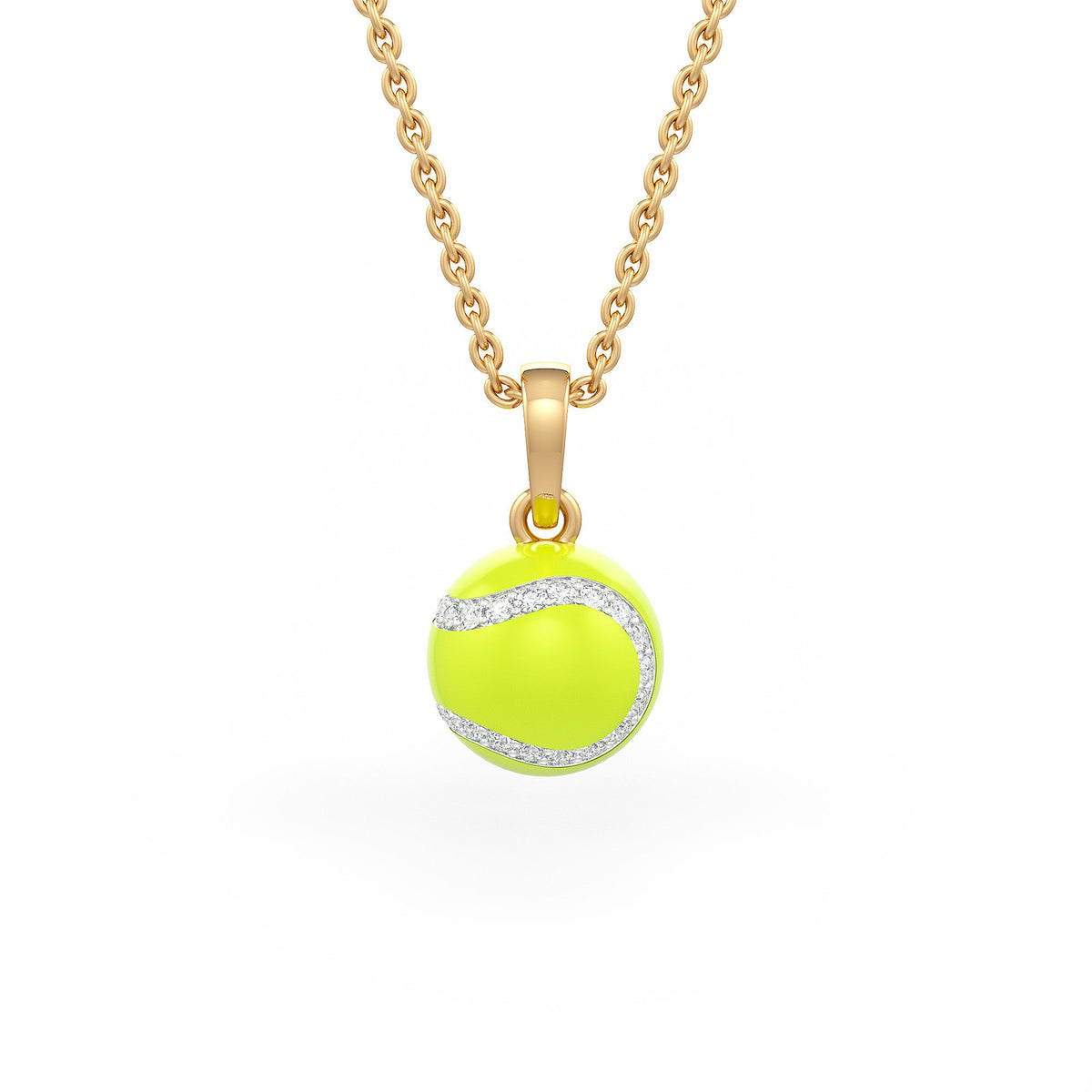 Diamond Tennis Ball Pendant in Yellow Gold 0.25ct (without chain) with Enamel