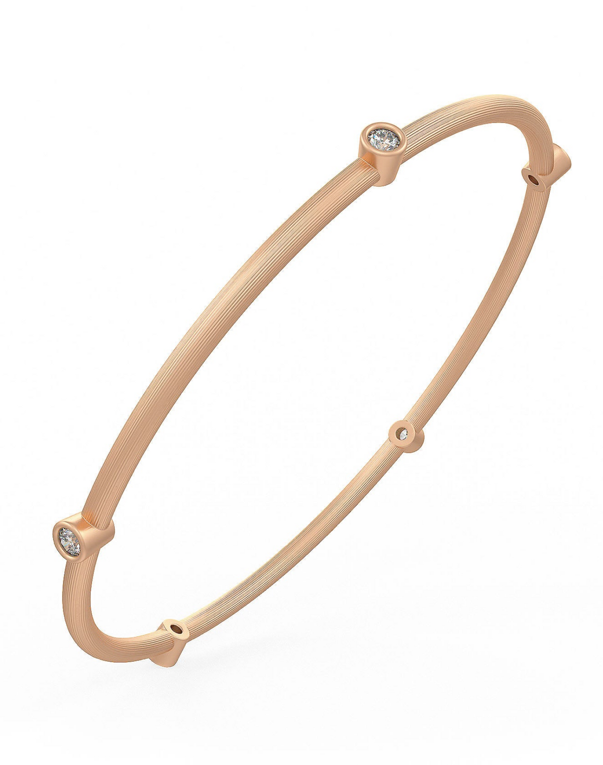 Bracelet jonc serti d'un diamant éternité de 0,51 ct, en or rose 18 carats brossé.