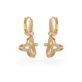 Diamond Drop Earrings Lotus flower in 18ct Yellow Gold