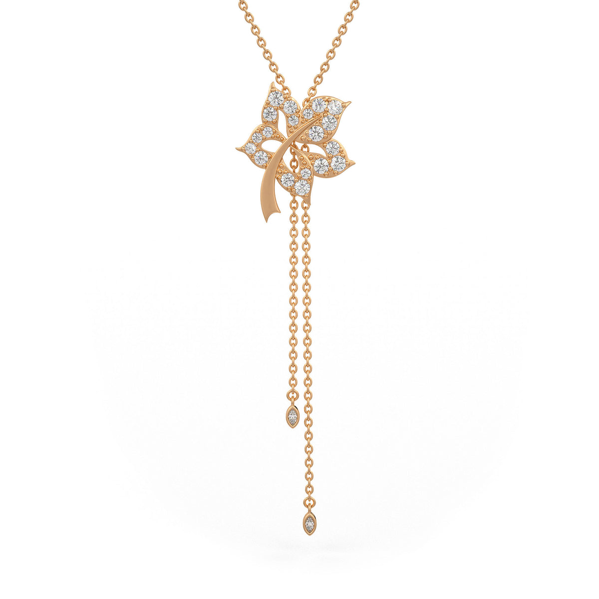  Collana Time Capsule con ciondolo a forma di fiore in diamanti in oro rosa 18 carati