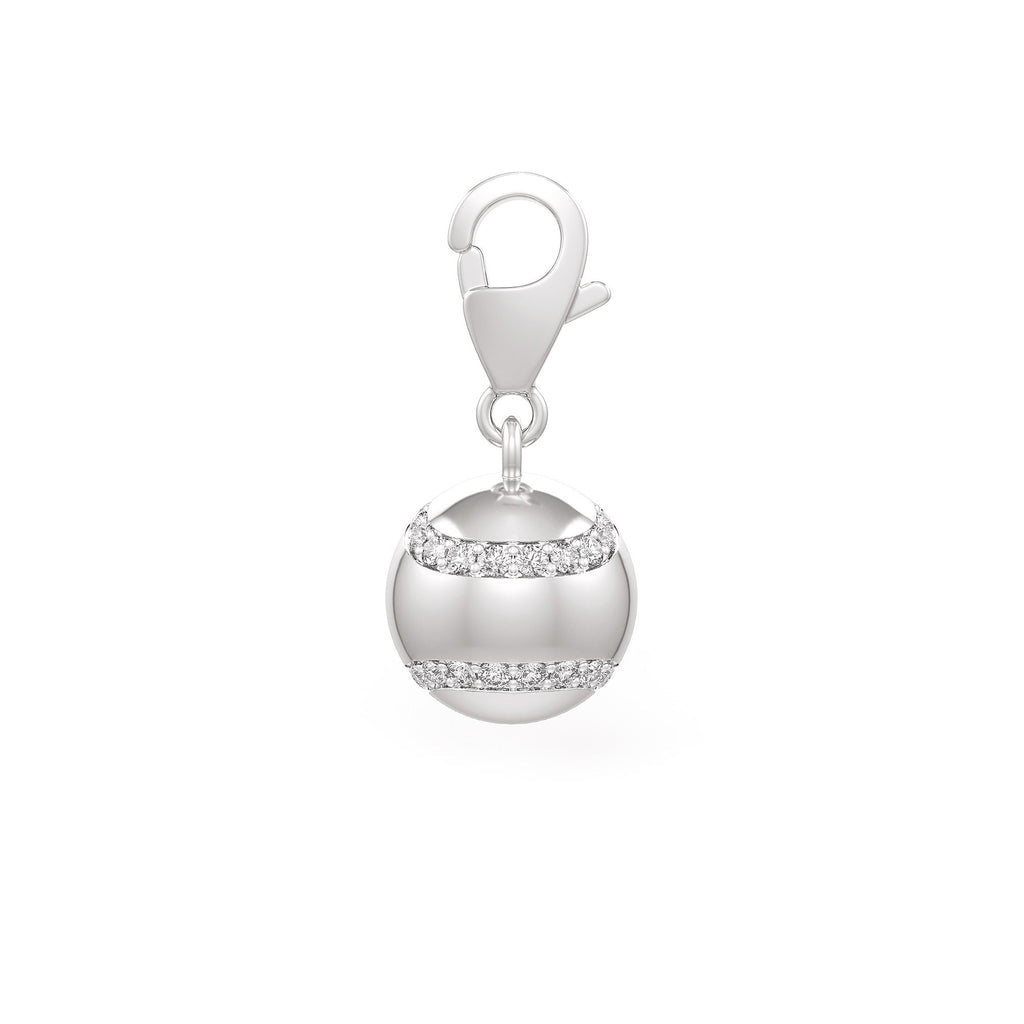 Diamond Tennis Ball Charm 0.25ct in White Gold