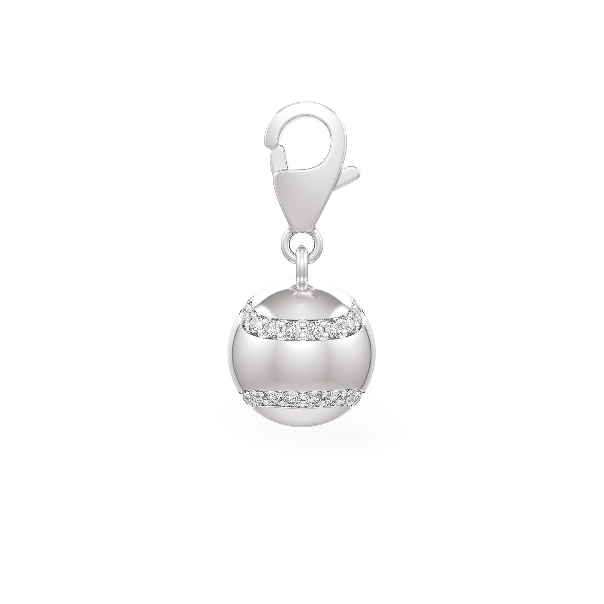 Diamond Tennis Ball Charm 0.25ct in White Gold