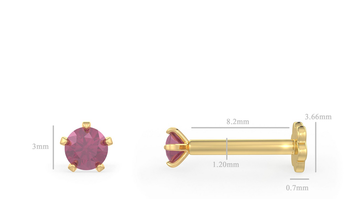  Piercing al naso Ruby Passion in oro rosa 18 carati