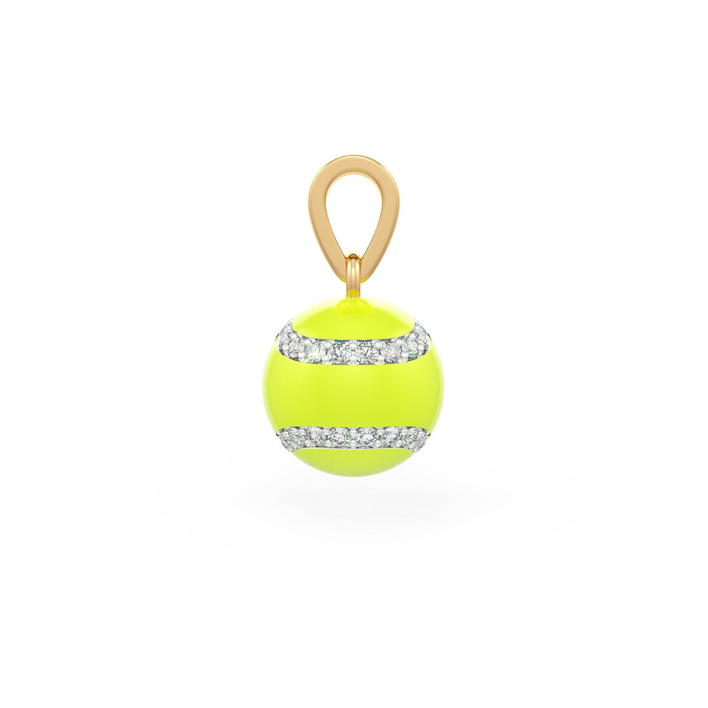 Diamond Tennis Ball Pendant in Yellow Gold 0.25ct (without chain) with Enamel