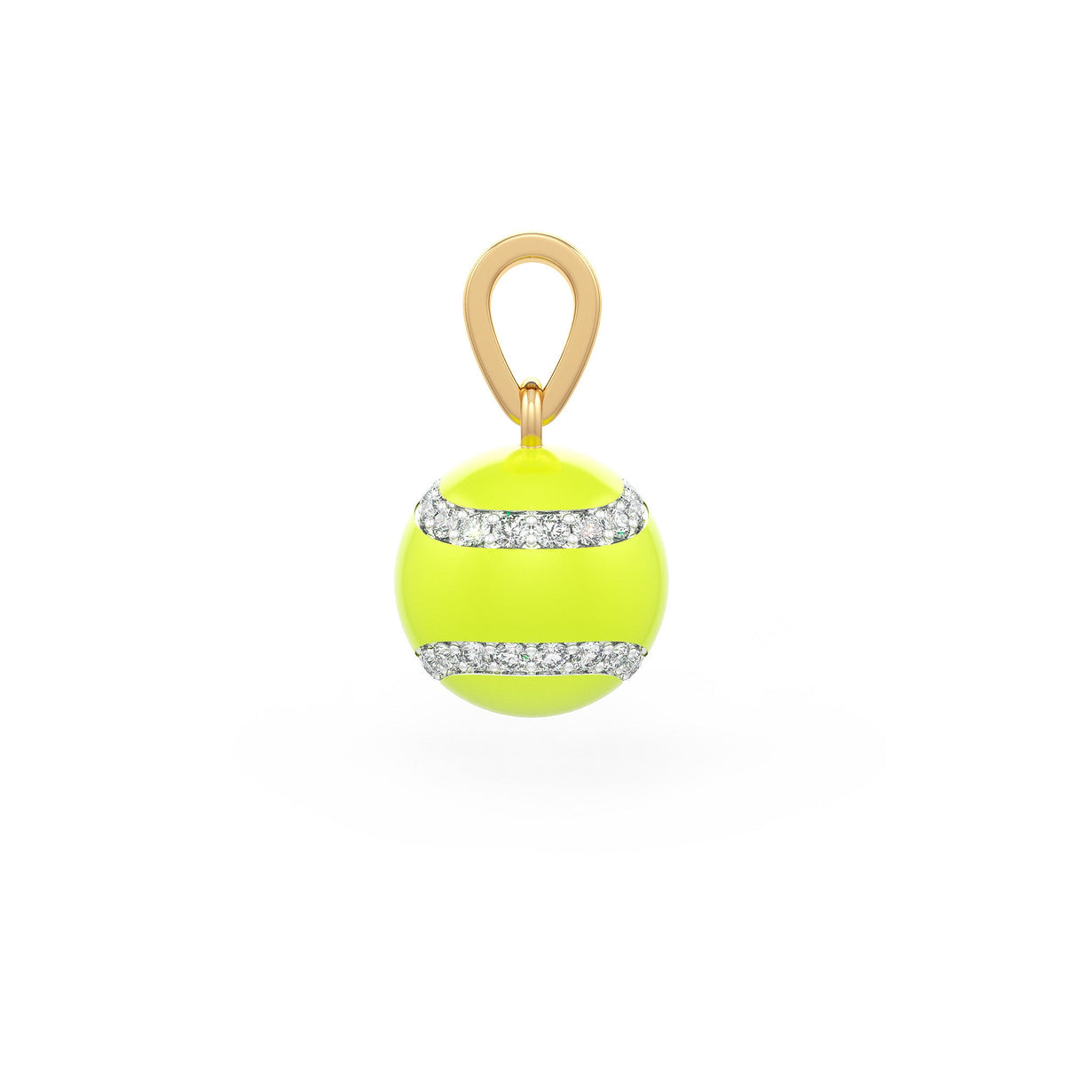 Diamond Tennis Ball Pendant in Yellow Gold 0.25ct (without chain) with Enamel