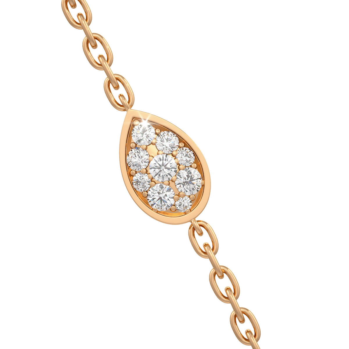 Collier en or rose 18 carats serti de diamants de 1,40 ct et orné de pétales de nénuphar.