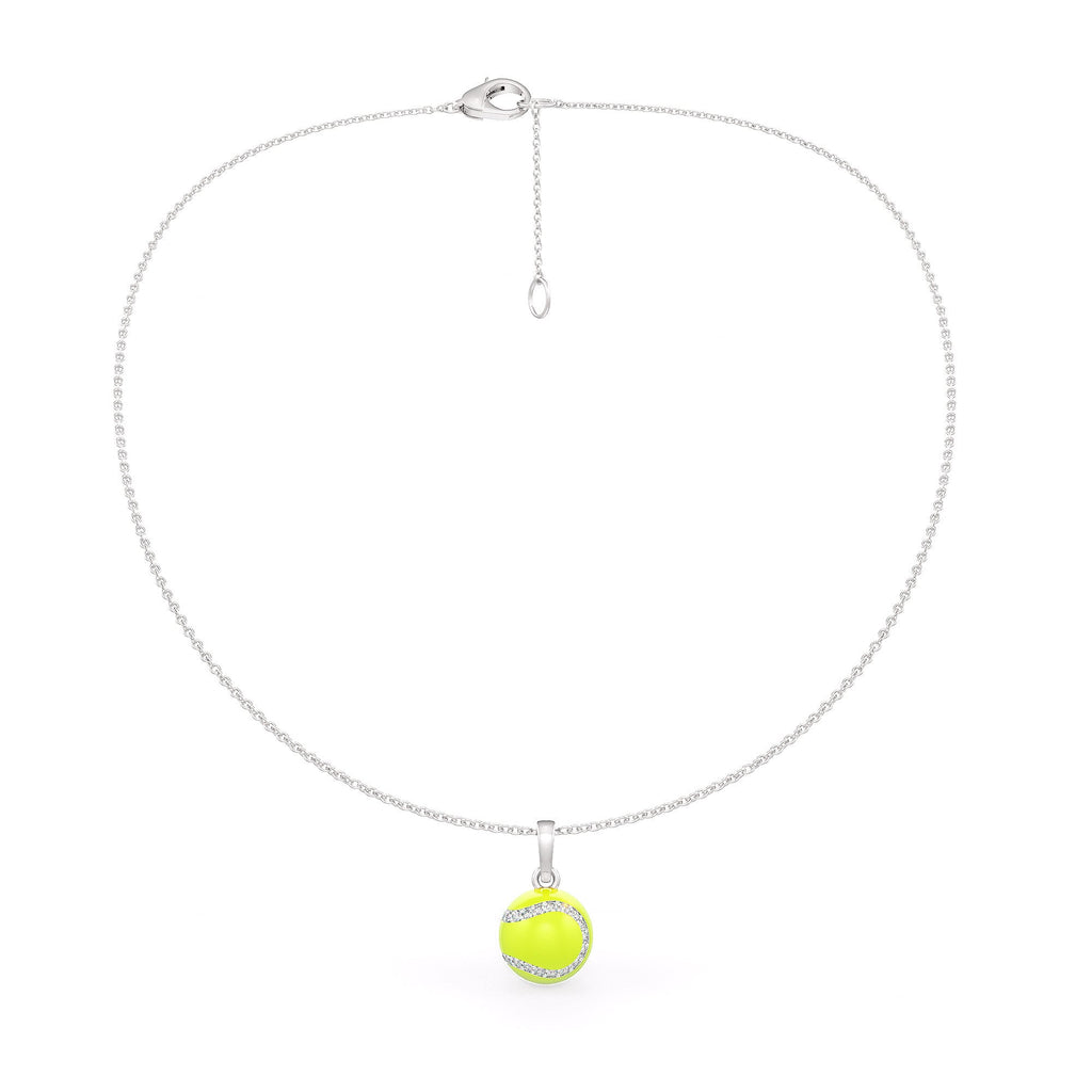 Diamond Tennis Ball Pendant in White Gold 0.25ct (without chain) with Enamel