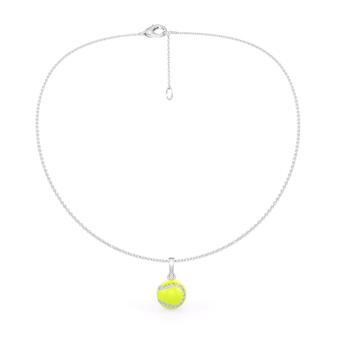 Diamond Tennis Ball Pendant in White Gold 0.25ct (without chain) with Enamel