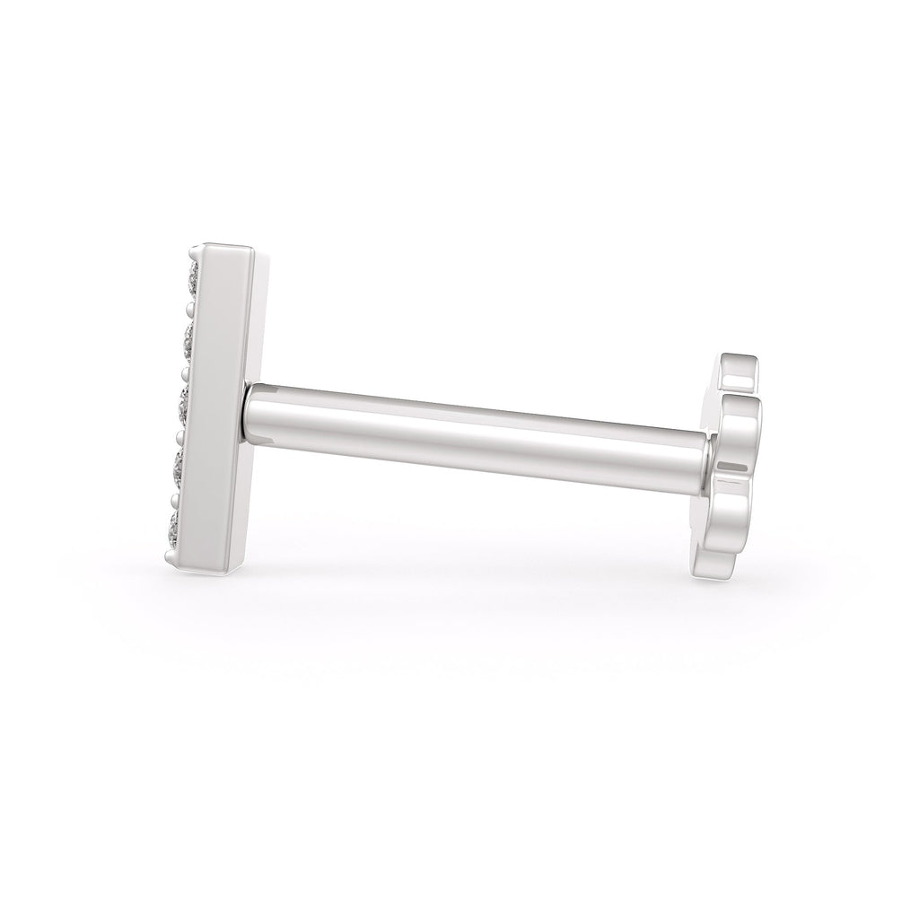 Side view of 18ct white gold diamond nose stud