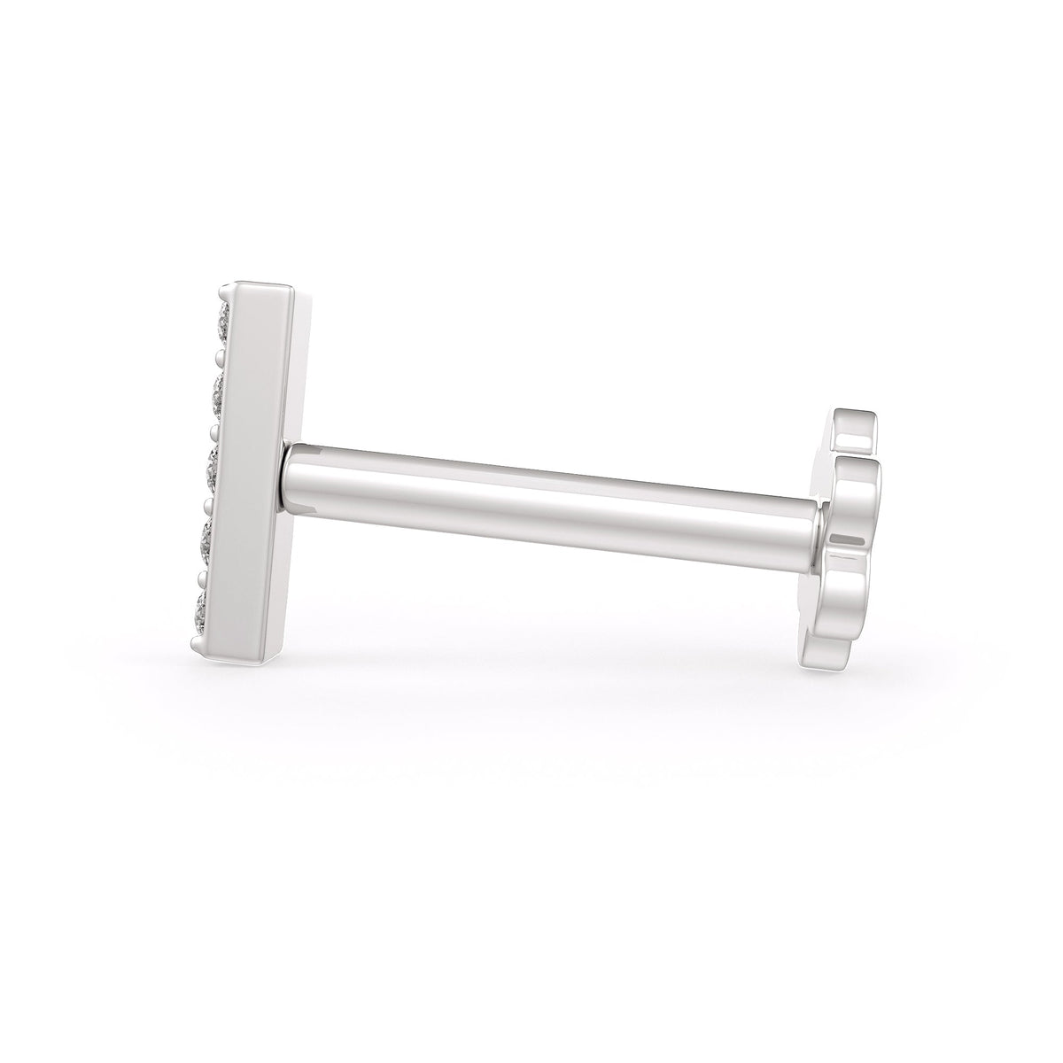 Side view of 18ct white gold diamond nose stud