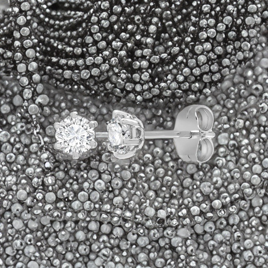 18ct White Gold 0.35ct 6 Claw Diamond Solitaire Stud Earring