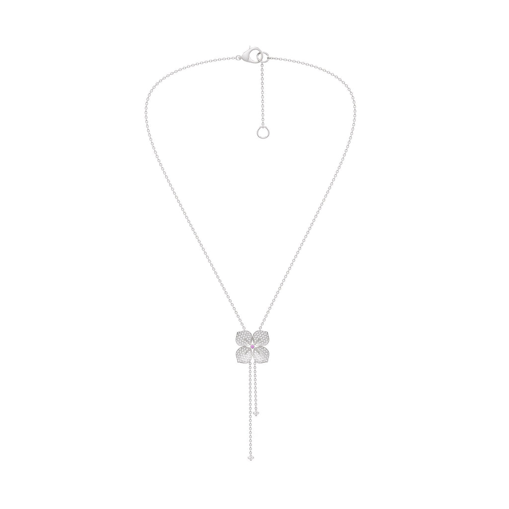 Diamond Necklace Hydrangea Flower 1.80ct 18ct White Gold