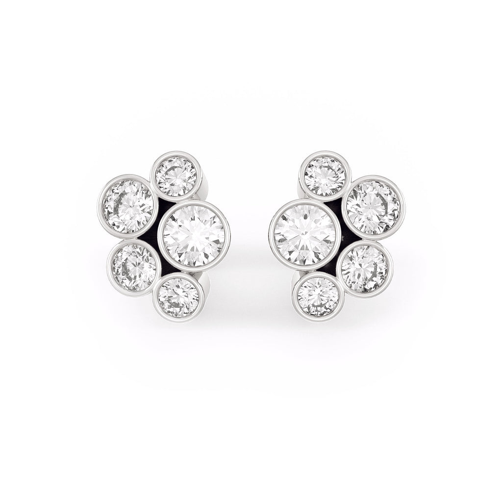 1ct Bubble Diamond Earrings White Gold