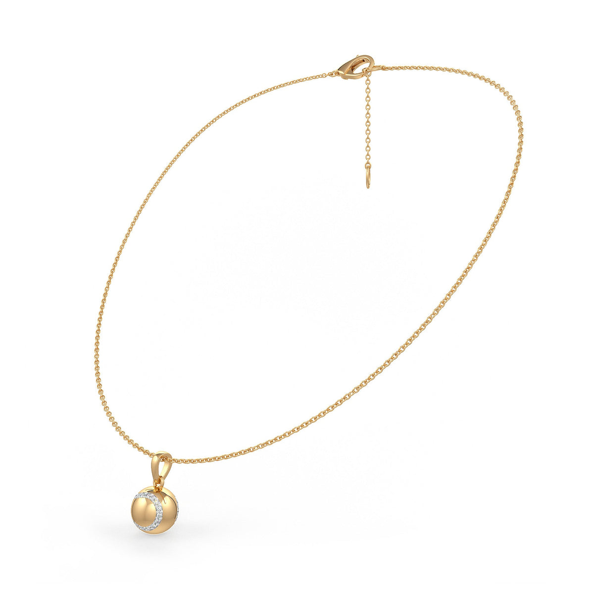 Diamond Tennis Ball Pendant in Yellow Gold 0.25ct (without chain)