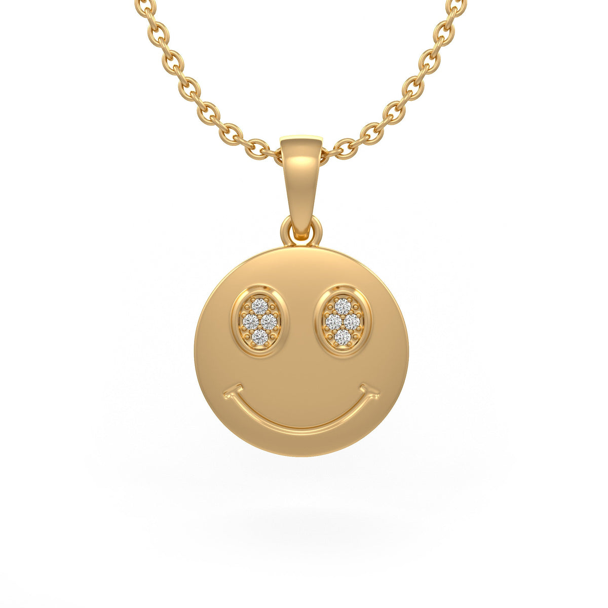Cervin Blanc yellow gold diamond smiley emoji pendant
