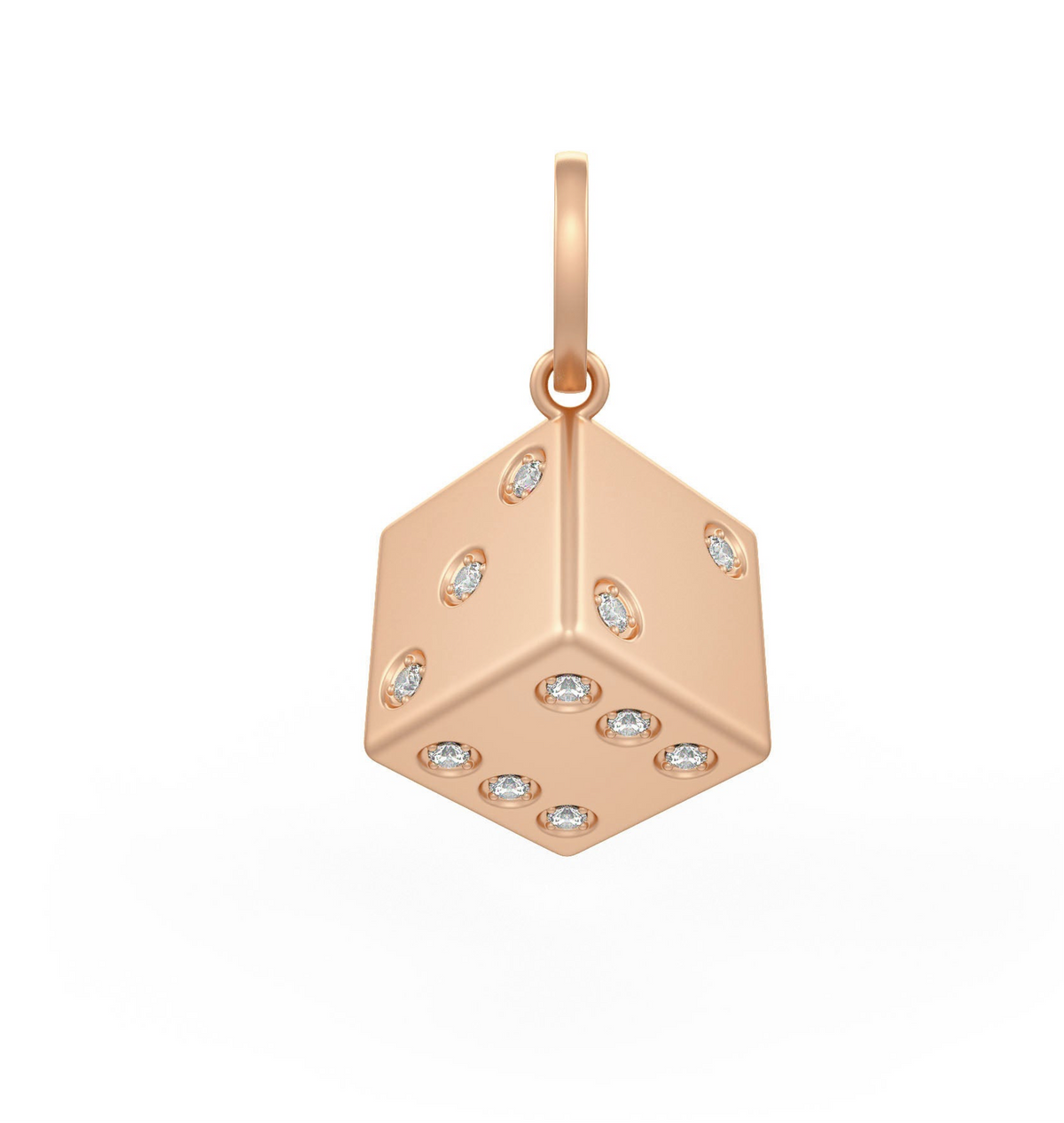 Diamond dice pendant in 18ct rose gold
