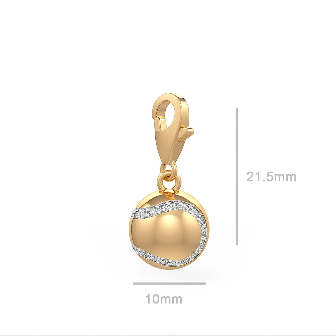 Diamond Tennis Ball Charm 0.25ct in Yellow Gold