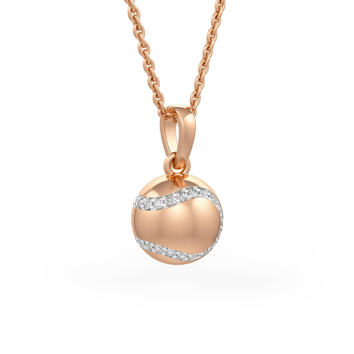 Diamond Tennis Ball Pendant in Rose Gold 0.25ct (without chain)