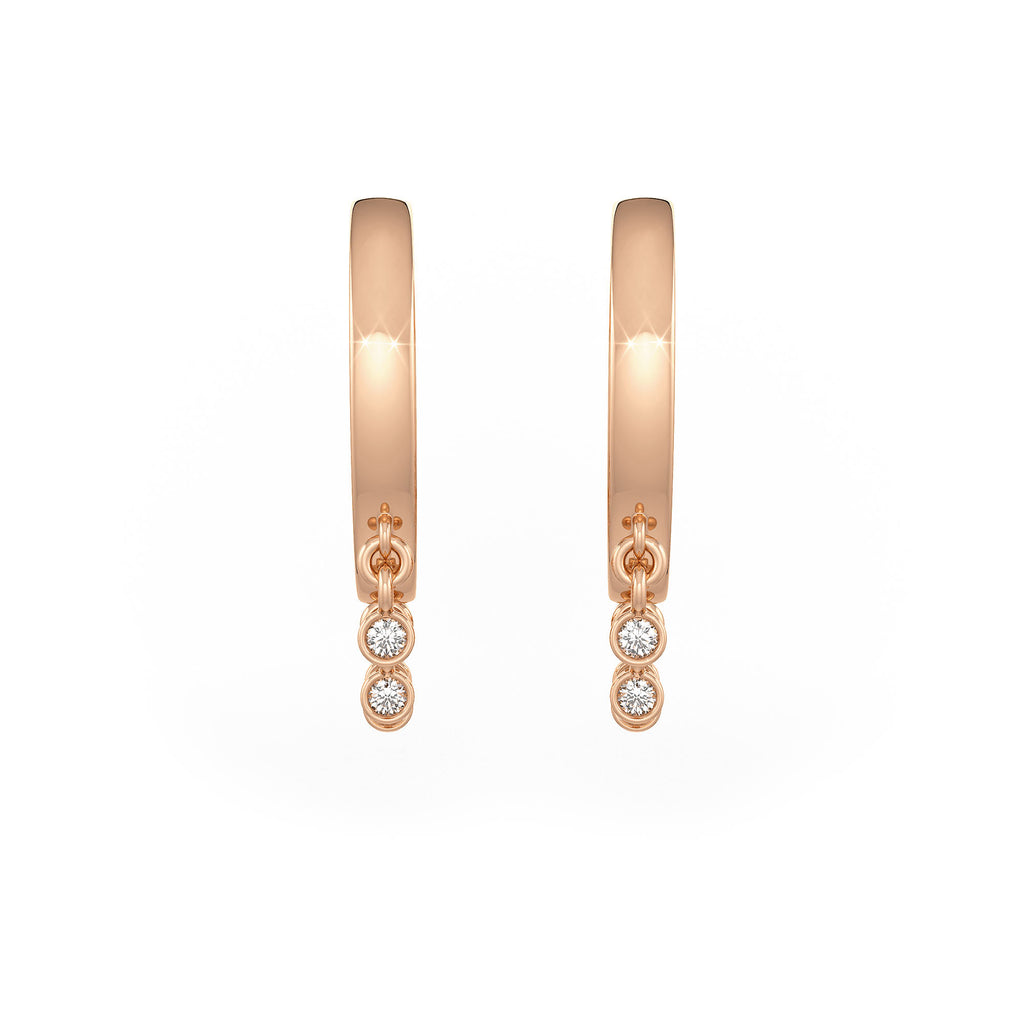 18ct rose gold diamond hoops