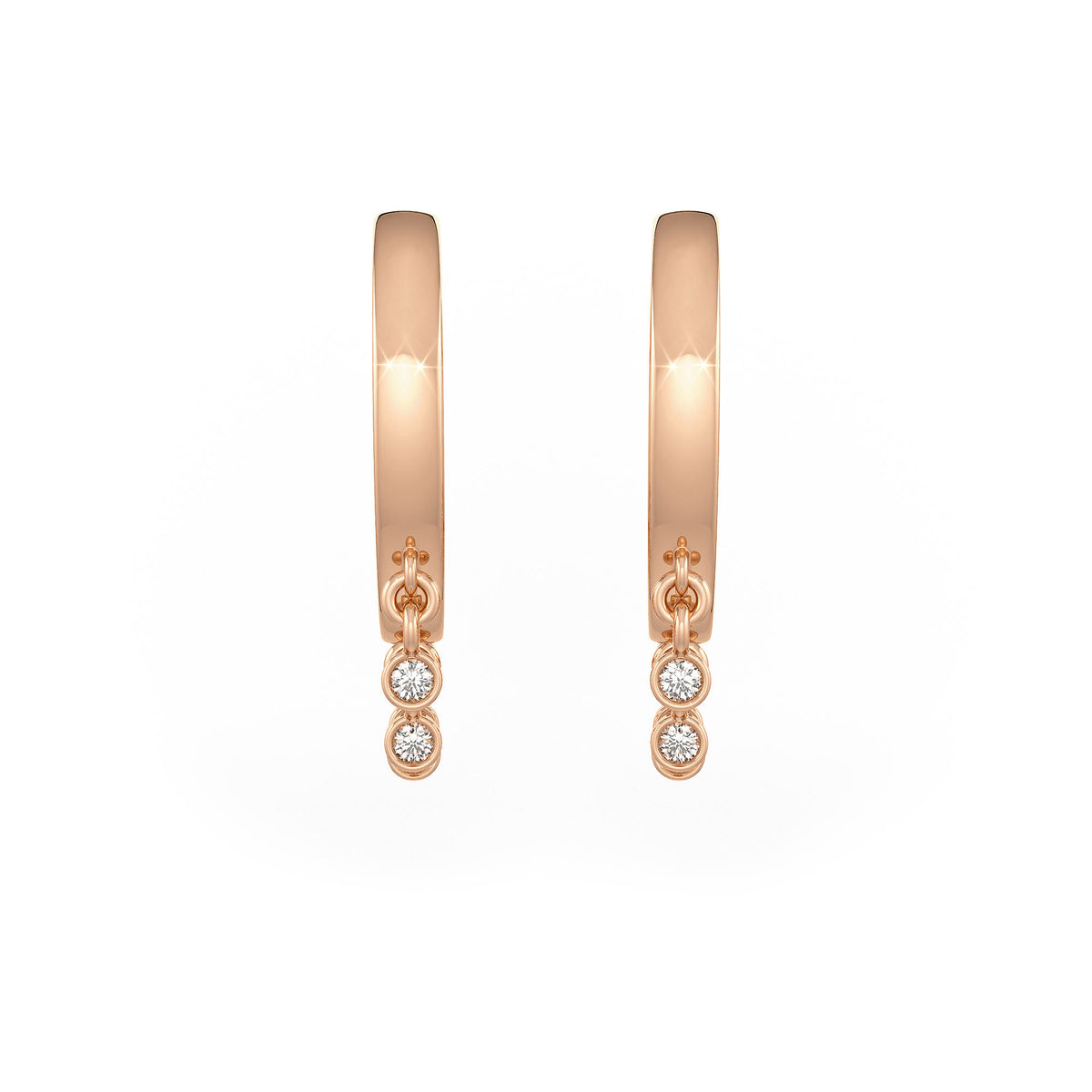 18ct rose gold diamond hoops