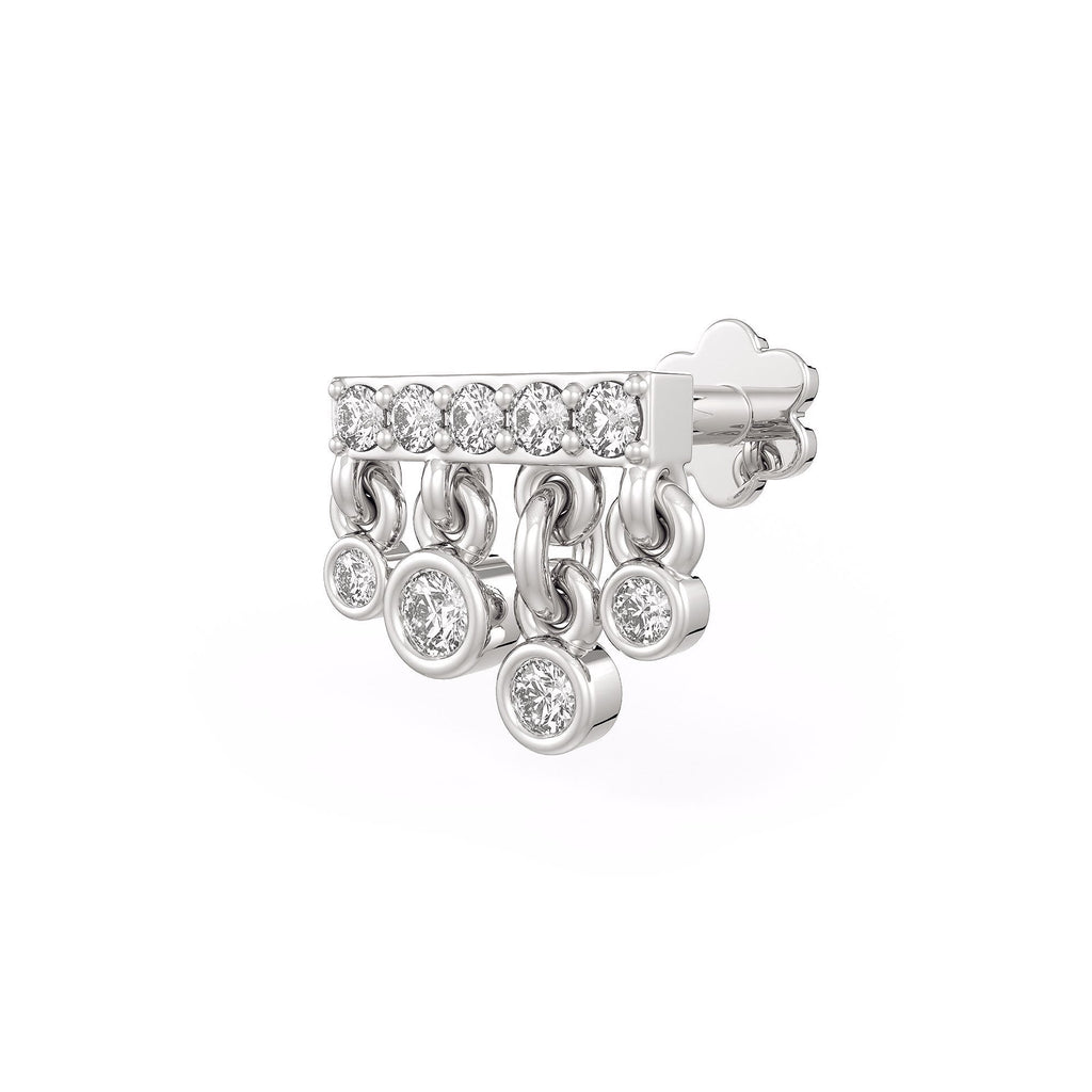 Waterfall diamond nose stud in 18ct white gold