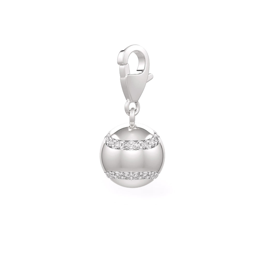 Diamond Tennis Ball Charm 0.25ct in White Gold