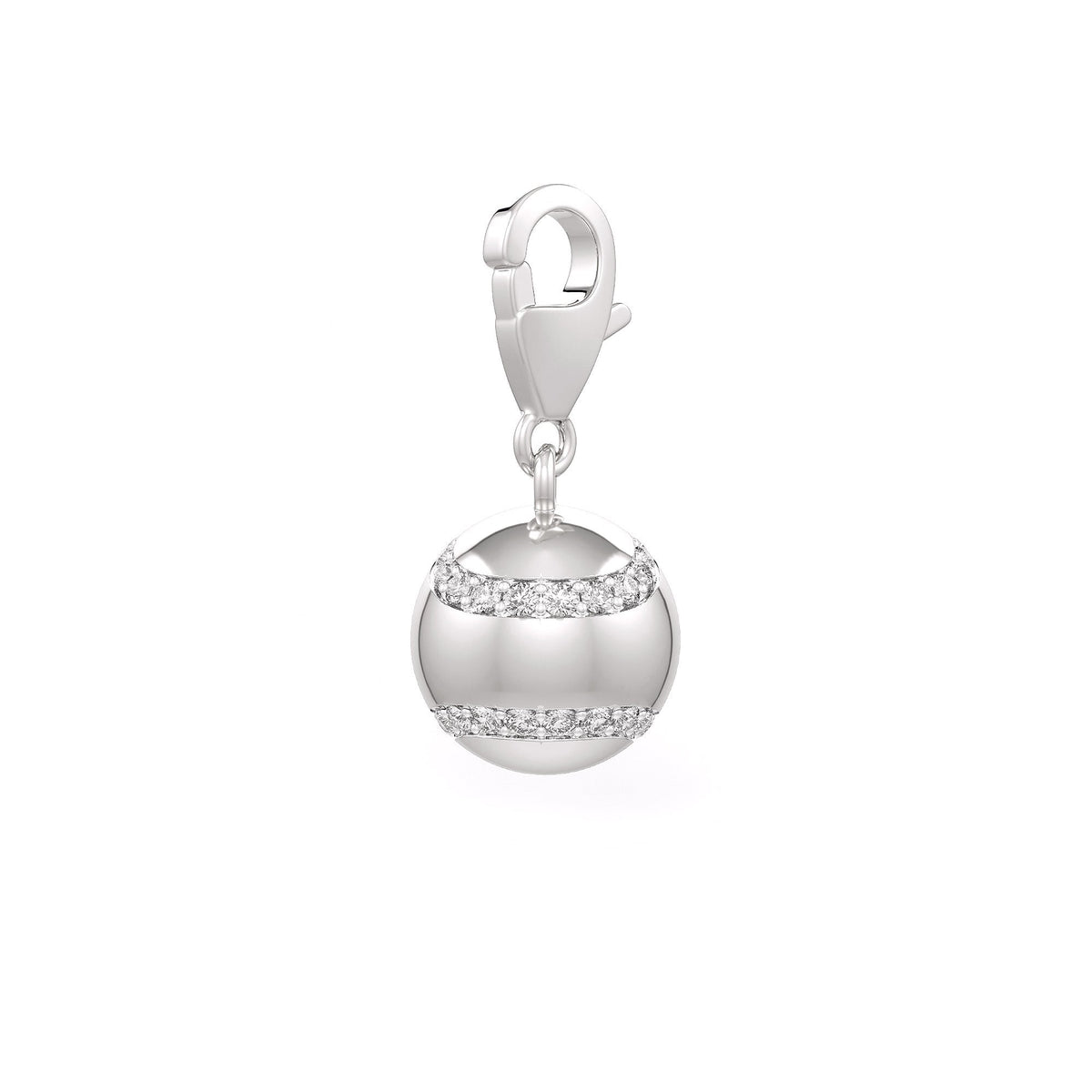Diamond Tennis Ball Charm 0.25ct in White Gold