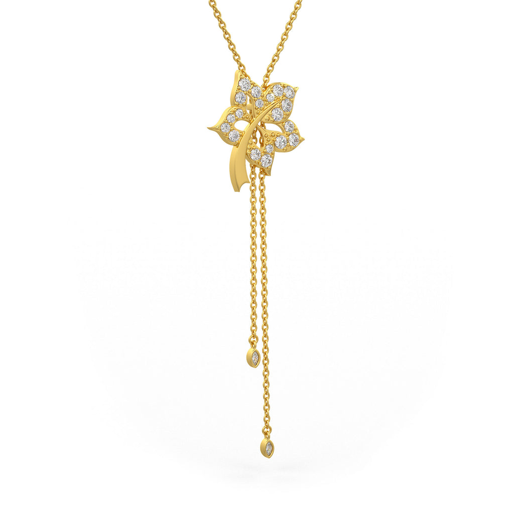 Time Capsule Flower Lariat Diamond Necklace in 18K Yellow Gold