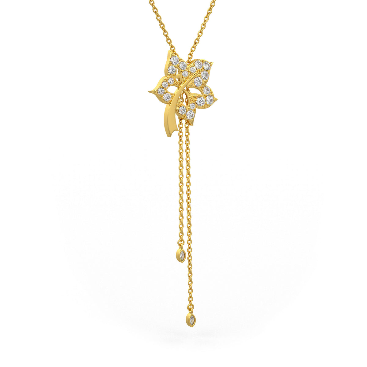  Collana Time Capsule Flower Lariat con diamanti in oro giallo 18 carati