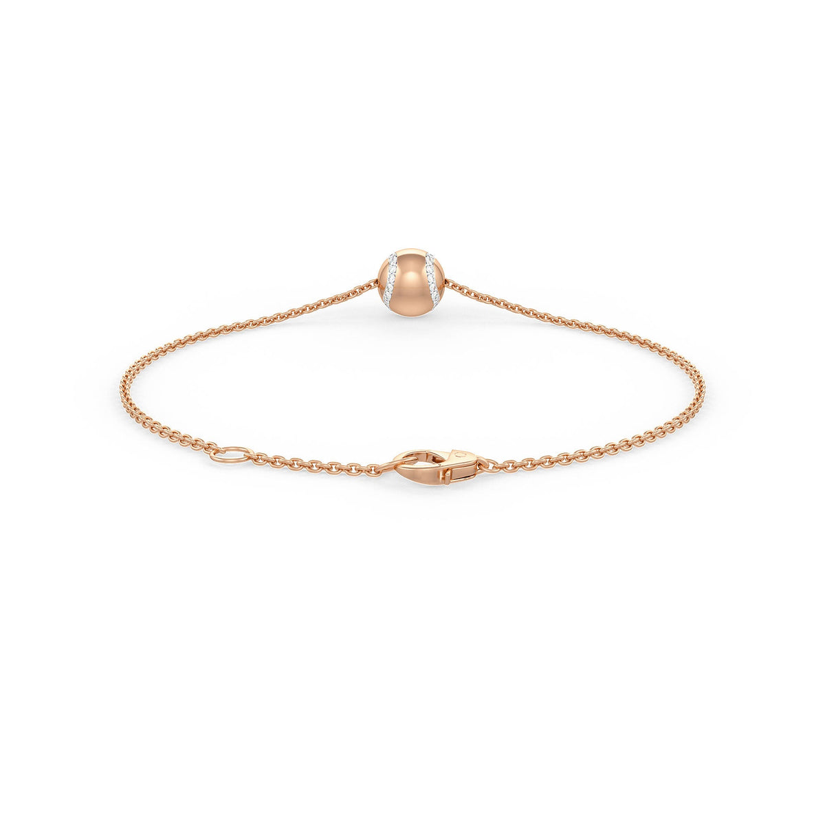Rose gold bracelet with a single pearl in Rose Gold 0.25ct