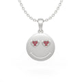 Diamond smiley face pendant necklace in white gold