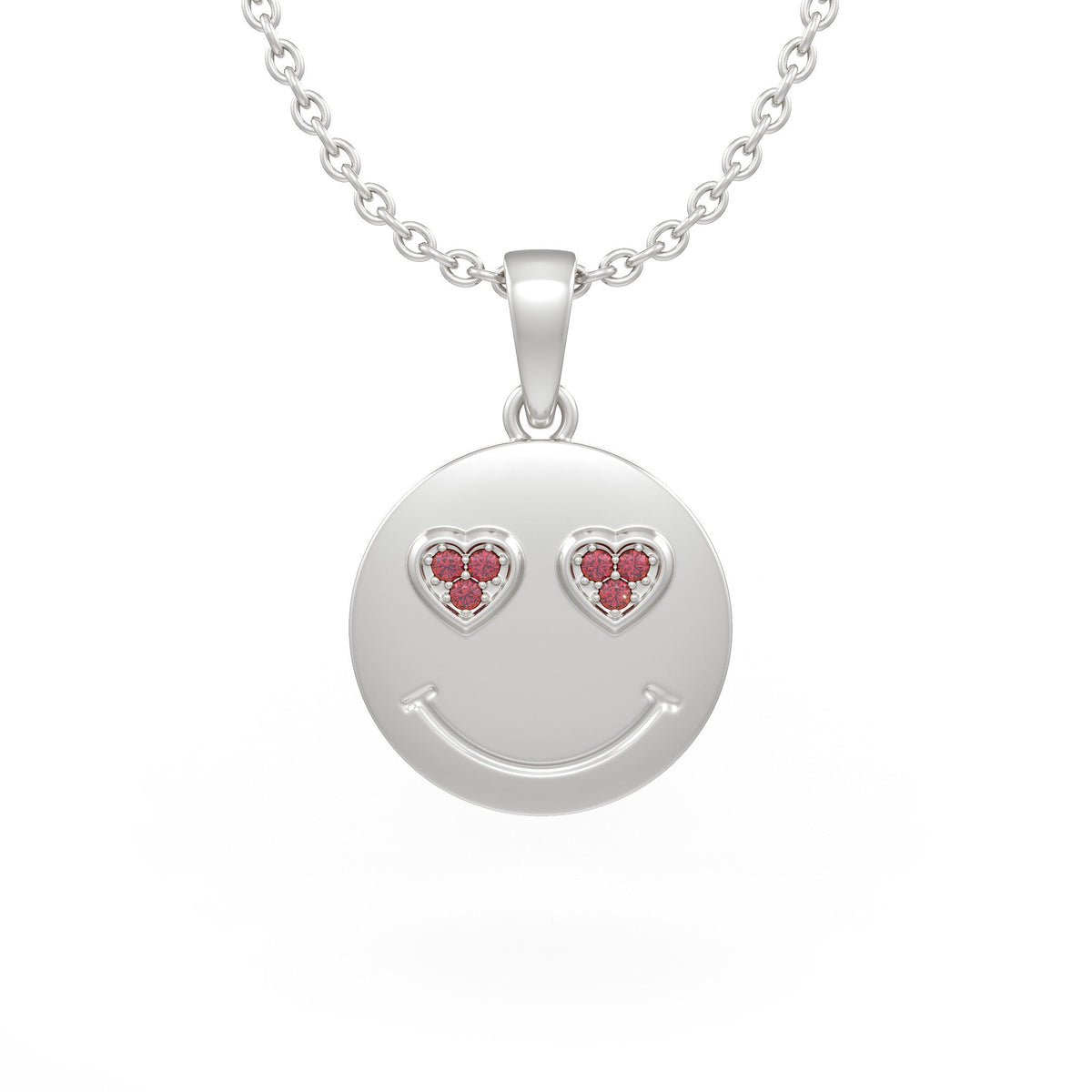 Diamond smiley face pendant necklace in white gold
