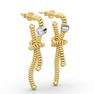 Sailors Knot Diamond Earrings in 18ct Yellow Gold 4cm (available singular or pair)