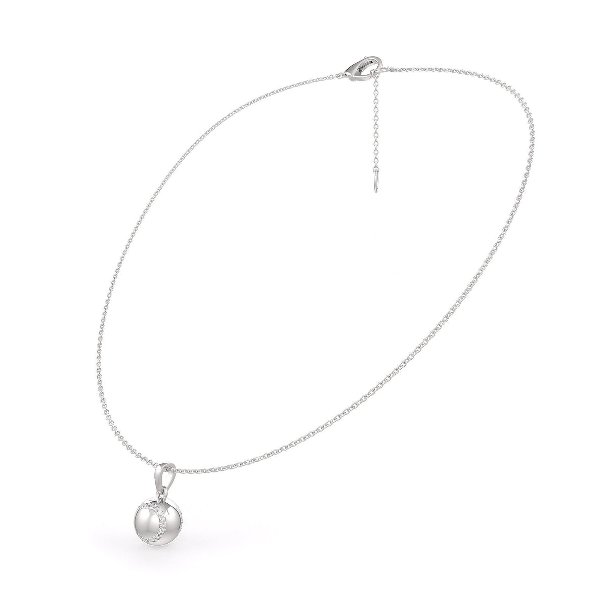 Diamond Tennis Ball Pendant in White Gold 0.25ct (without chain)