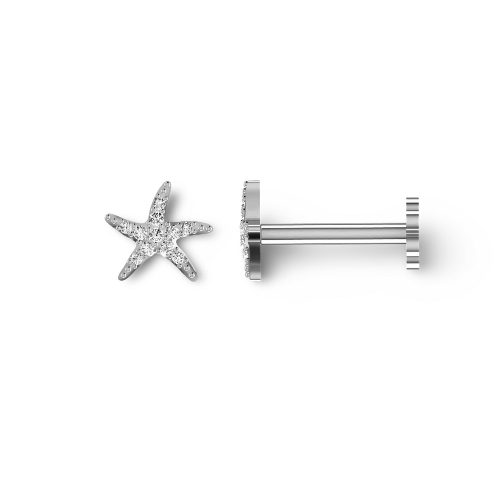Elegant diamond nose stud starfish nasal piercing