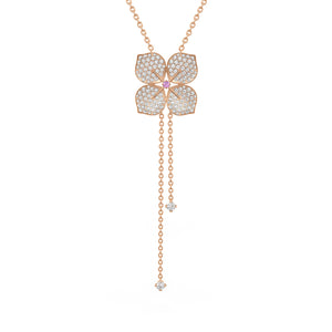 Diamond Necklace Hydrangea Flower 1.80ct 18ct Rose Gold