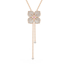 Diamond Necklace Hydrangea Flower 1.80ct 18ct Rose Gold