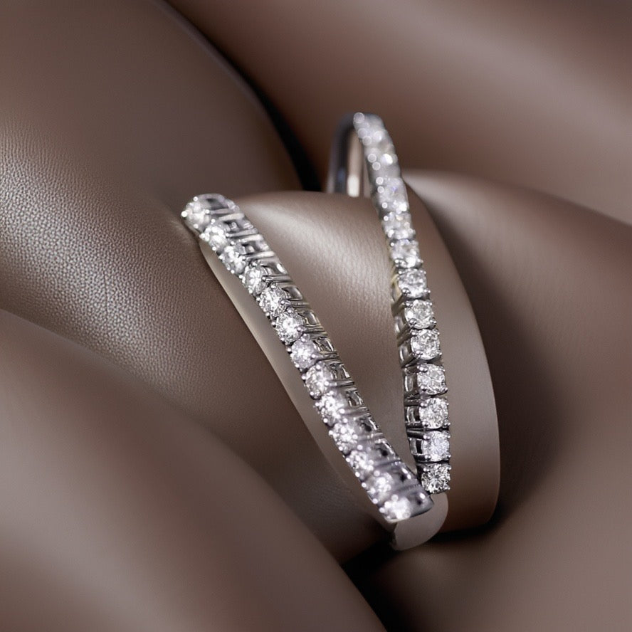 Boucles d'oreilles pendantes de tennis en or 1 carat