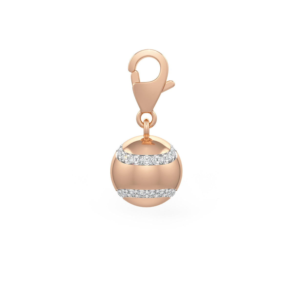 Diamond Tennis Ball Charm 0.25ct in Rose Gold