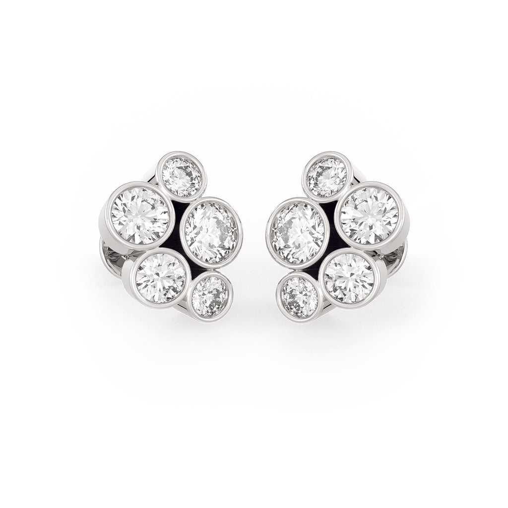 1ct Bubble Diamond Earrings White Gold