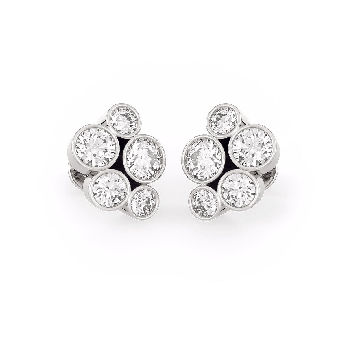 1ct Bubble Diamond Earrings White Gold