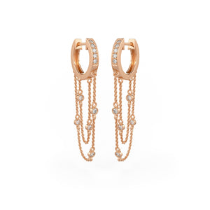 Rose Gold Double chain eternity hoop earrings