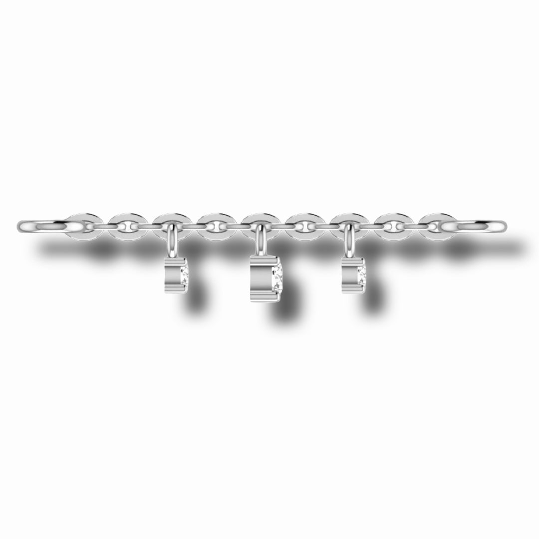 Cervin Blanc diamond connector charm chain in 18ct white gold, fine jewelry necklace with sparkling diamond accents