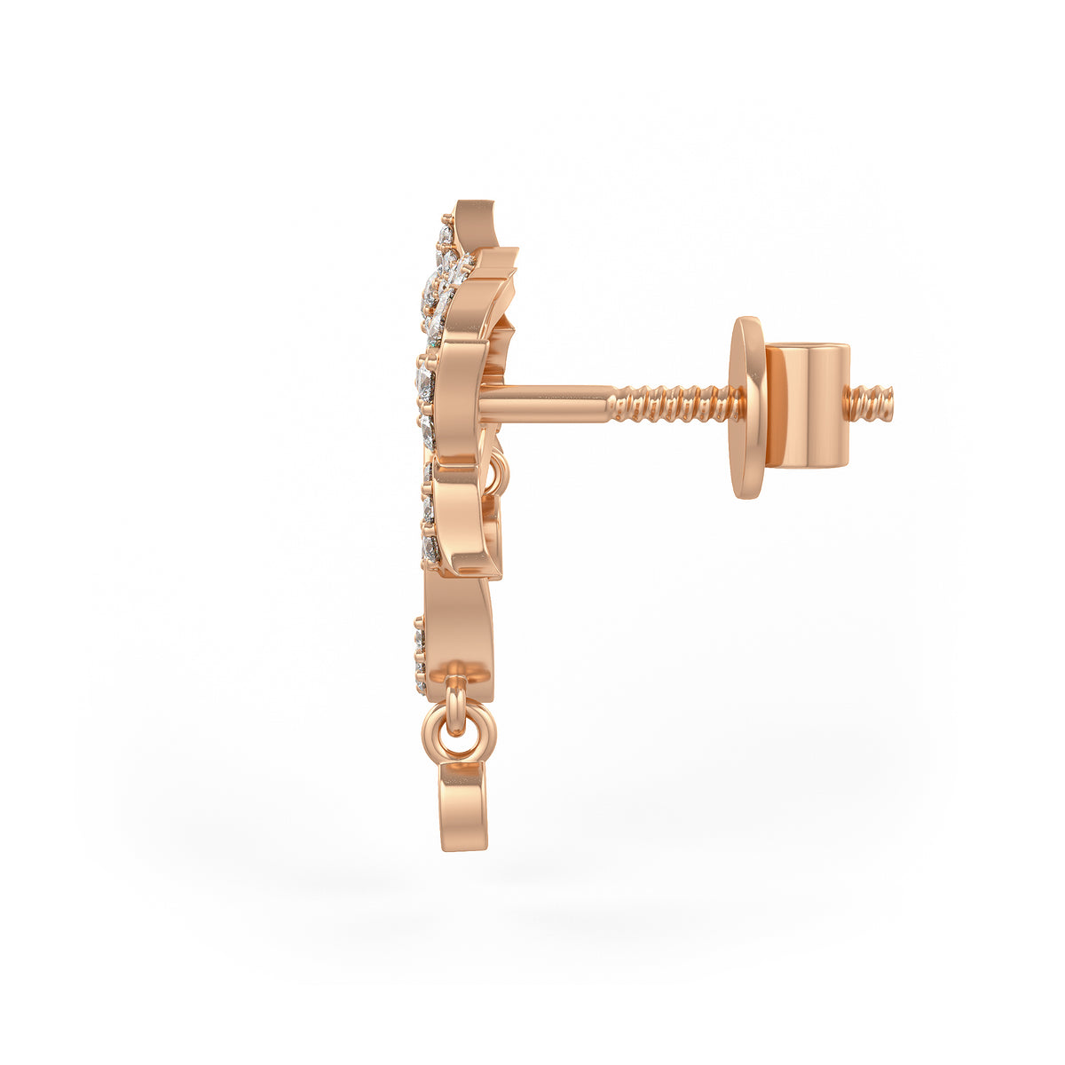 Rose Gold Diamond Flower Earrings
