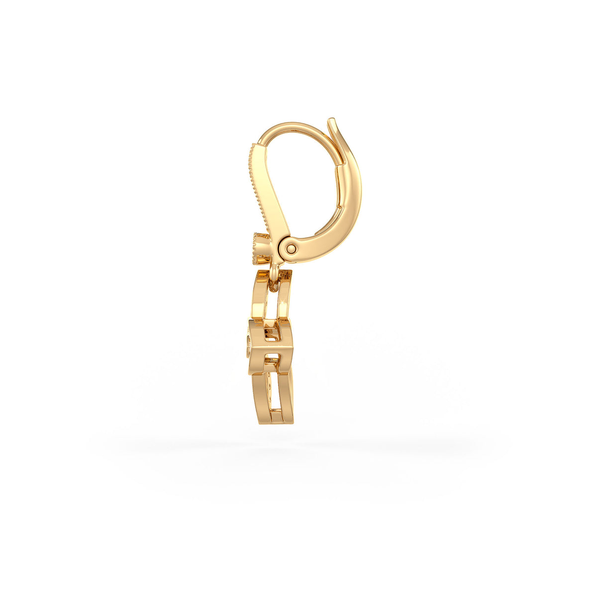 Gold earring on a white background