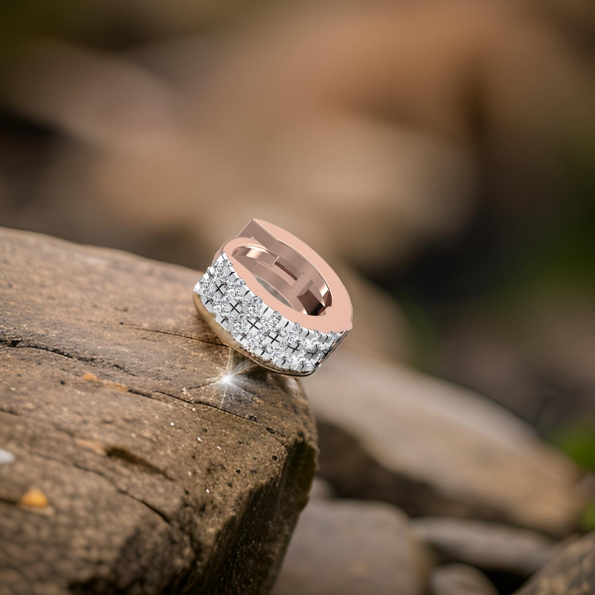 Diamond Cartilage Hoop Piercing in 18ct
