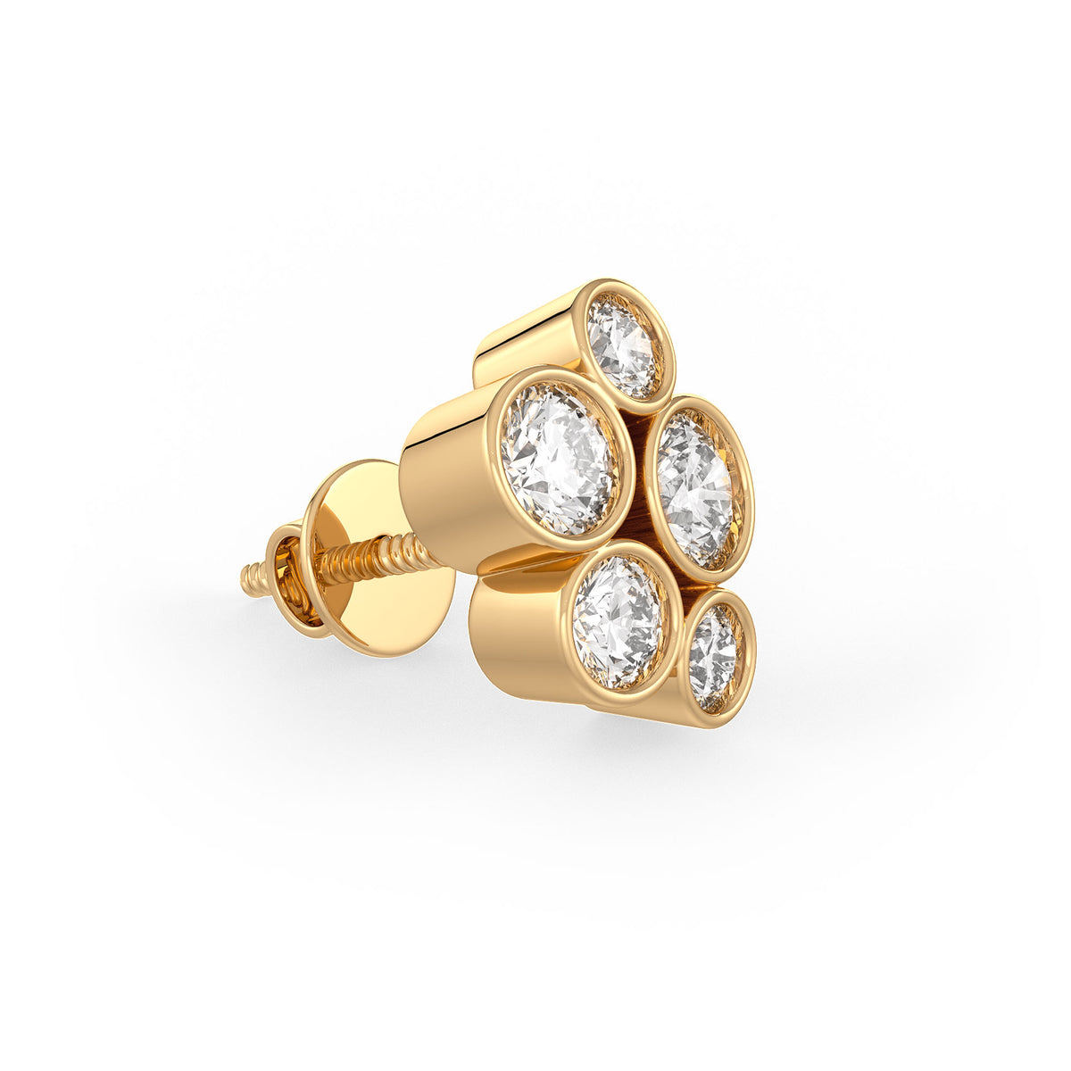 Boucles d'oreilles en or jaune avec diamant bulle de 1 carat