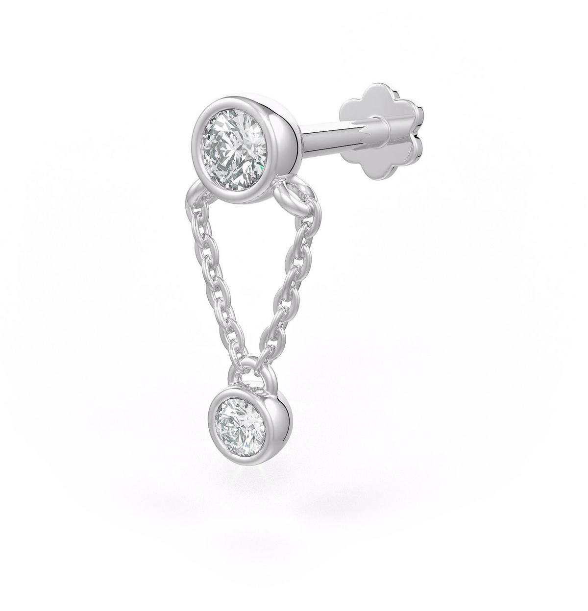 White gold diamond chain stud